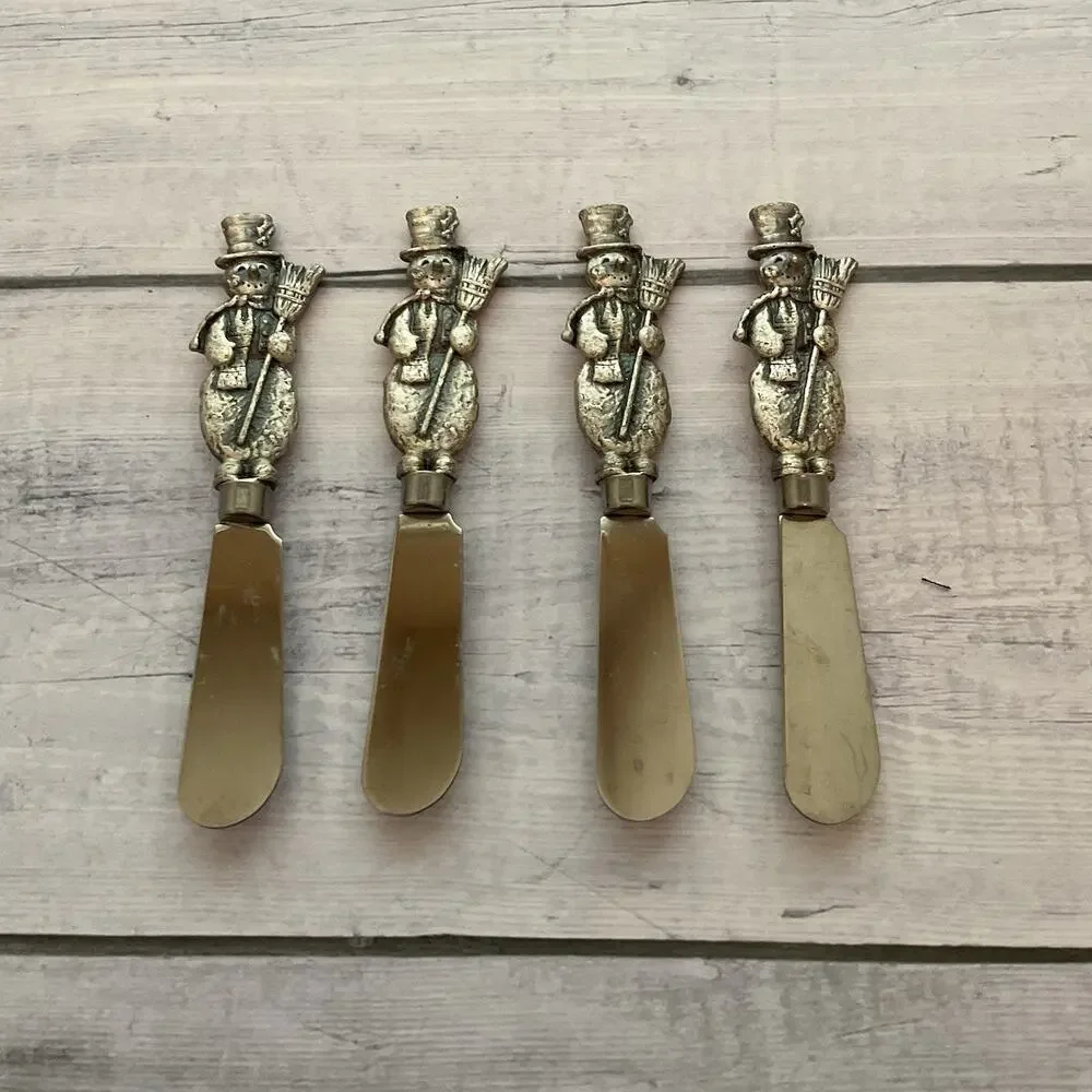 Ganz Snowman Butter Appetizer Cheese‎ Spreader Knife Set Of 4 Christmas Winter